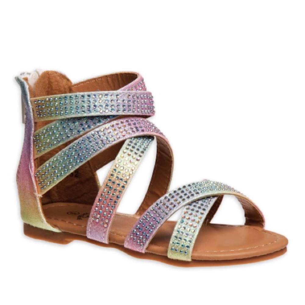 Beverly Hills Polo Club Little Girl & Big Girl Rainbow Ombre Strappy Sandals